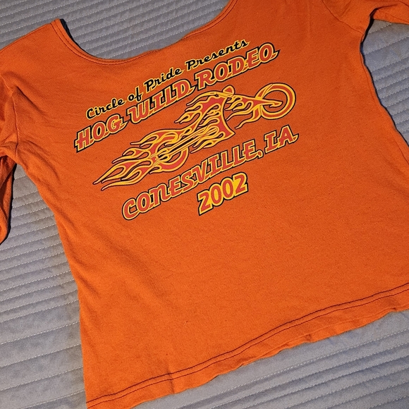 Orange Lace-Up Graphic Sexy Women's Top Vintage Bikeweek 2002 - Picture 8 of 13